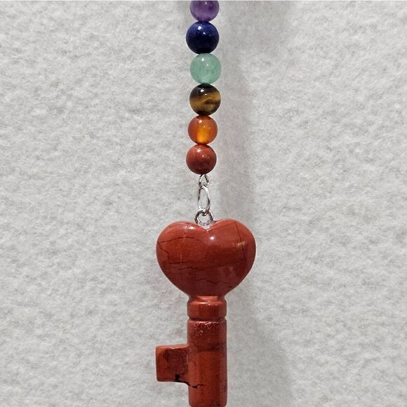 NWOT, Red Jasper key with multi stone beaded key ring. - Picture 2 of 2